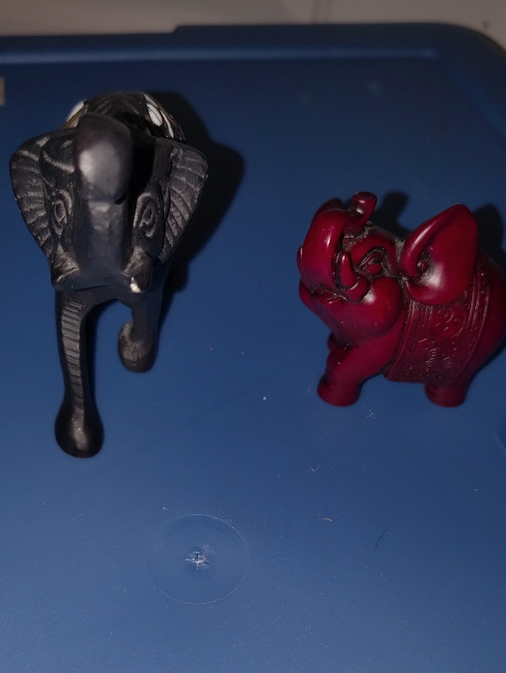 Small Black and Red Elephant Figurines - Set of 2